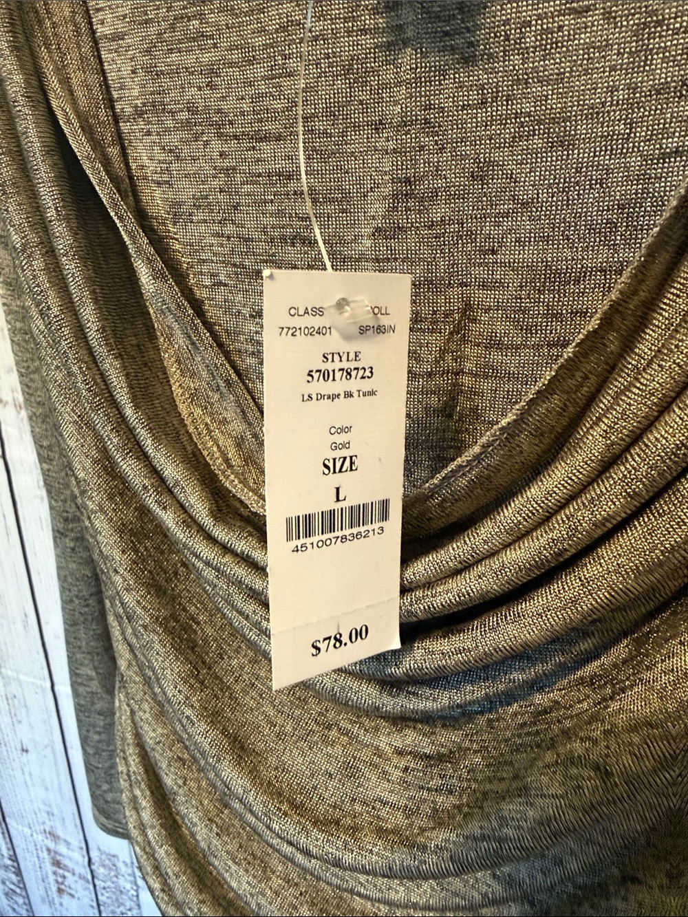 White House Black Market Gray Layered Long-Sleeve Tunic - Picture 2 of 5